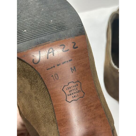 Jazz Brown Ankle Zip Booties Shoes Size 10 M Suede Made In Spain - Picture 10 of 10